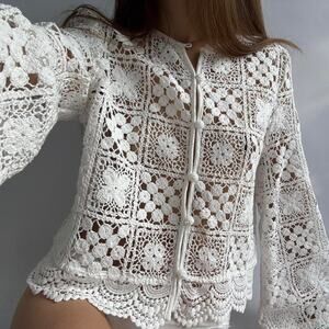 Beautiful white crochet floral cardigan